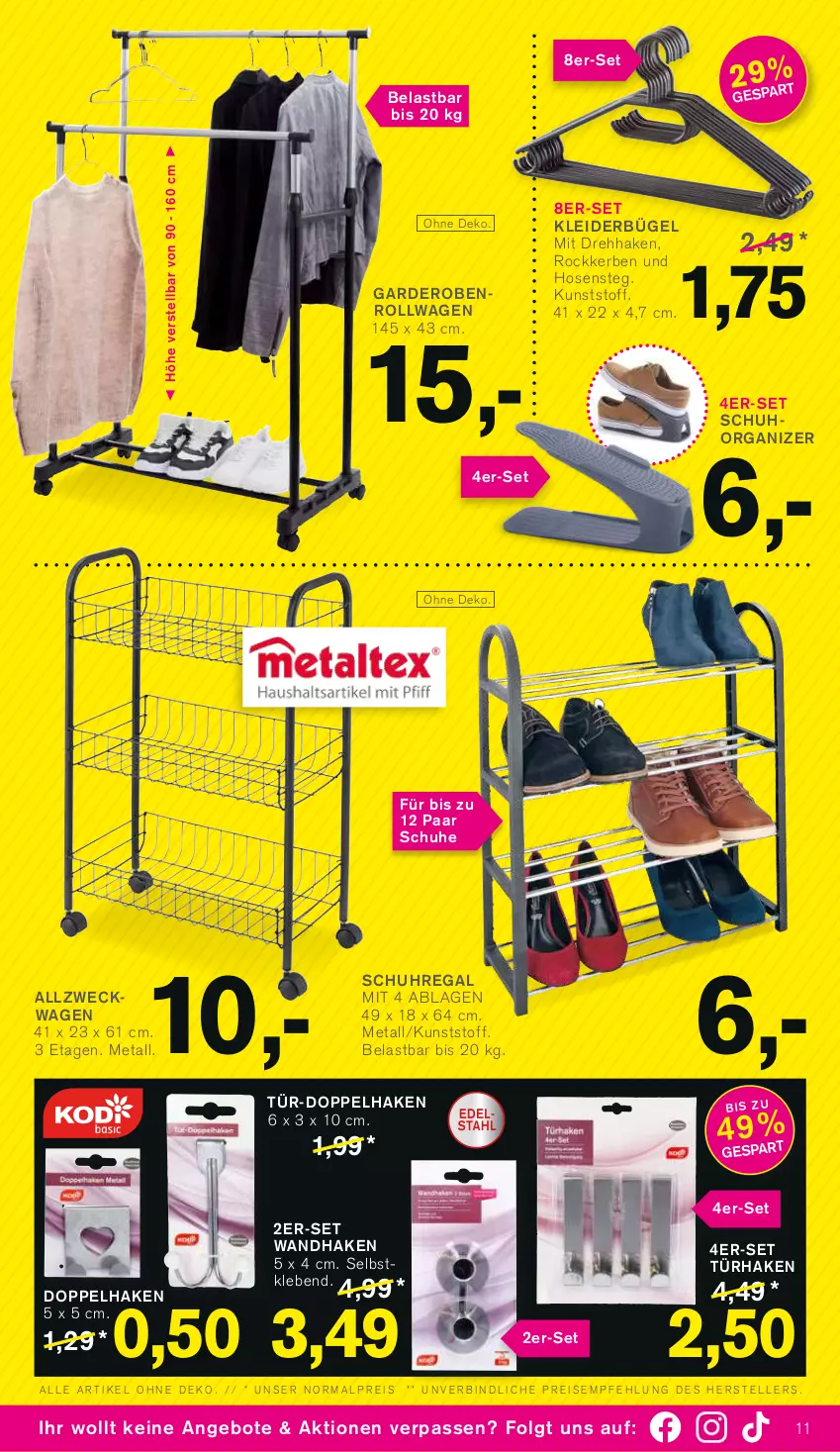 Aktueller Prospekt Kodi - Prospekte - von 22.10 bis 27.10.2022 - strona 11 - produkty: angebot, angebote, bügel, eis, elle, Garderobe, hose, hosen, kleid, kleider, kleiderbügel, LG, paar schuhe, regal, reis, schuhe, schuhregal, teller, Ti, uhr, weck