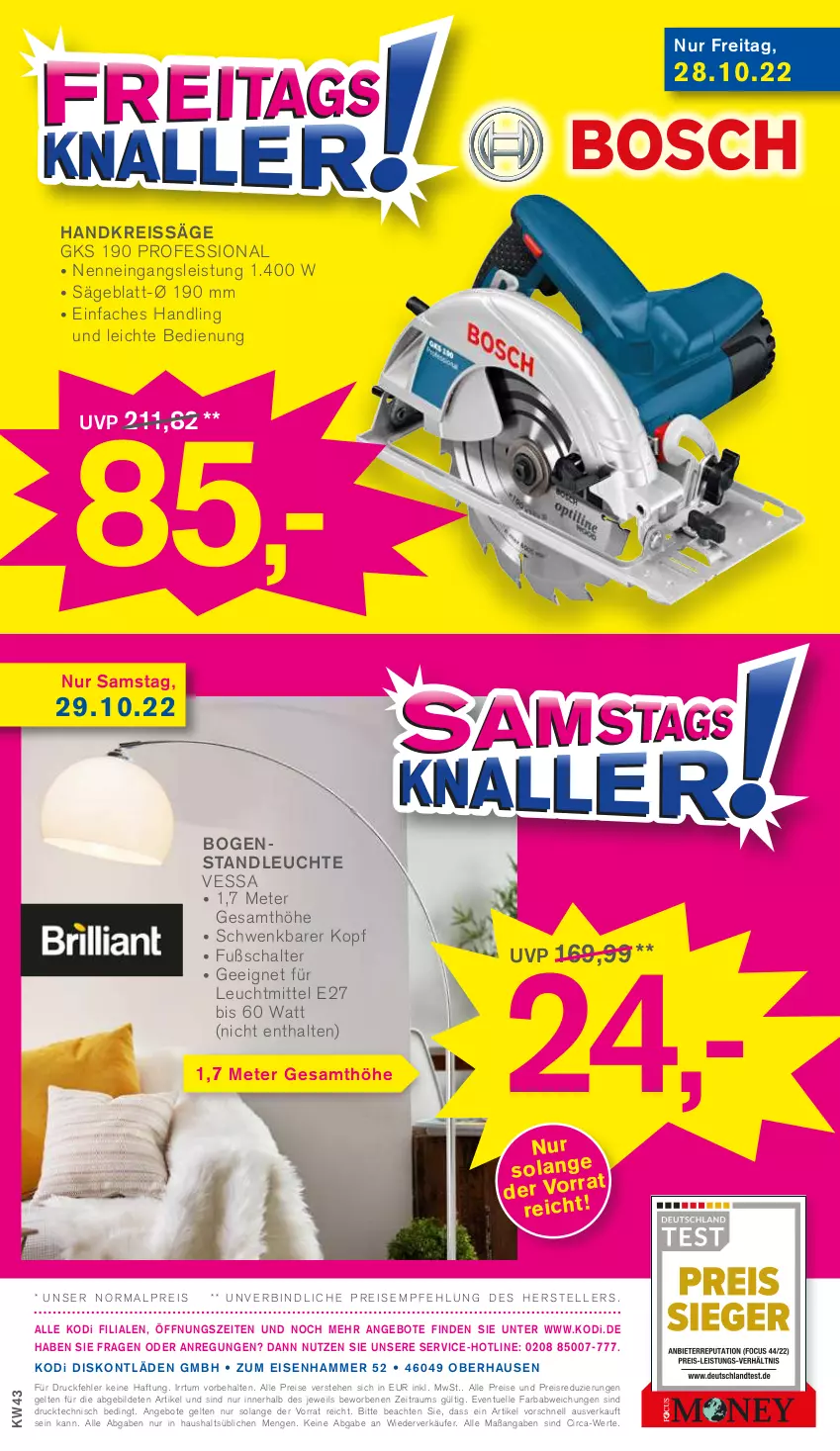 Aktueller Prospekt Kodi - Prospekte - von 22.10 bis 27.10.2022 - strona 16 - produkty: angebot, angebote, eis, elle, Handkreissäge, Leuchte, leuchtmittel, ndk, reis, reiss, säge, Schal, teller, Ti