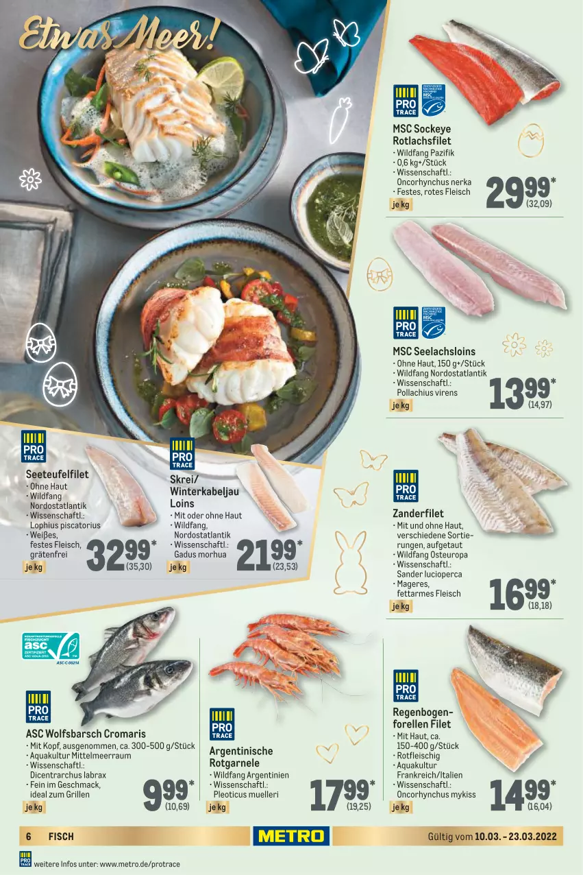 Aktueller Prospekt Metro - Feinkost Spezial - von 10.03 bis 23.03.2022 - strona 6 - produkty: aqua, eis, elle, filet, fisch, fleisch, forelle, grill, ideal zum grillen, lachs, lachsfilet, mac, Metro, rel, Ti, Wild, wolfsbarsch, Zander