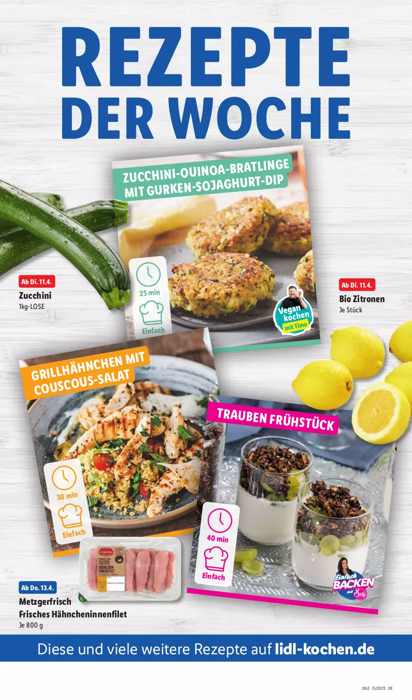 Aktueller Prospekt Lidl - Aktionsprospekt - von 11.04 bis 15.04.2023 - strona 37 - produkty: bio, dip, filet, grill, gurke, gurken, rezept, rezepte, salat, zitrone, zitronen, zucchini