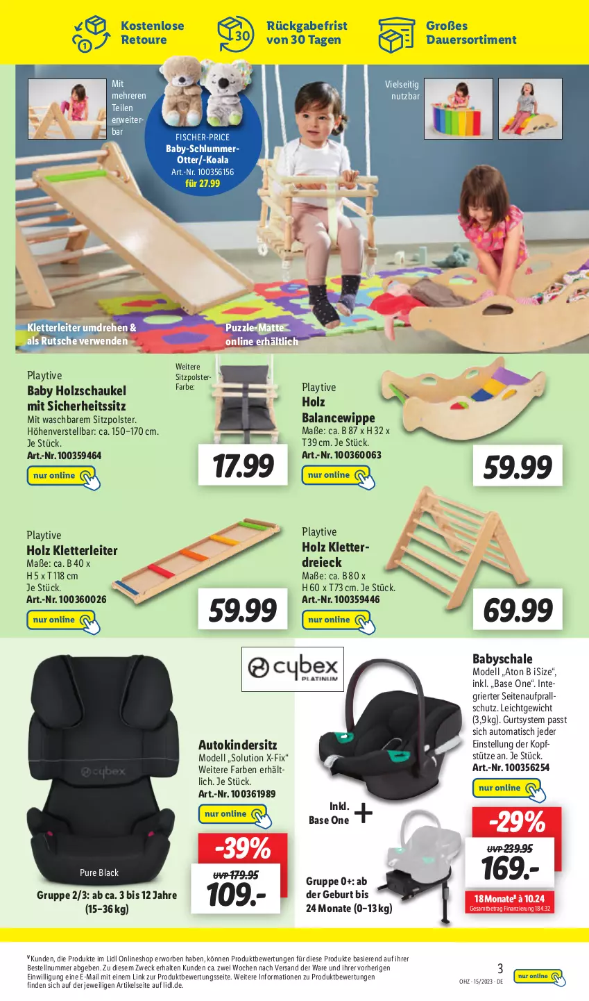 Aktueller Prospekt Lidl - Aktionsprospekt - von 11.04 bis 15.04.2023 - strona 45 - produkty: auer, auto, dell, fisch, fische, Fischer, Holz, Kinder, Kindersitz, kopfstütze, lack, Mode, Puzzle, rwe, Schal, Schale, Schaukel, Ti, tisch, weck