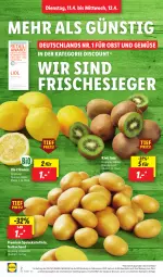 Gazetka promocyjna Lidl - Aktionsprospekt - Gazetka - ważna od 15.04 do 15.04.2023 - strona 2 - produkty: angebot, bio, discount, eis, ente, frucht, kartoffel, kartoffeln, kiwi, magazin, obst, Obst und Gemüse, preisvorteil, reis, speisekartoffeln, Ti, und gemüse, zitrone, zitronen