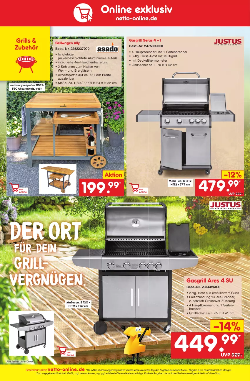 Aktueller Prospekt Netto Marken-Discount - Filial-Angebote - von 22.05 bis 27.05.2023 - strona 48 - produkty: angebot, arbeitsplatte, Bau, bier, Brei, decke, Deckel, eis, flasche, gasgrill, Gläser, grill, grillfläche, Holz, latte, LG, mam, ndk, reis, telefon, thermometer, Ti, wein, ZTE