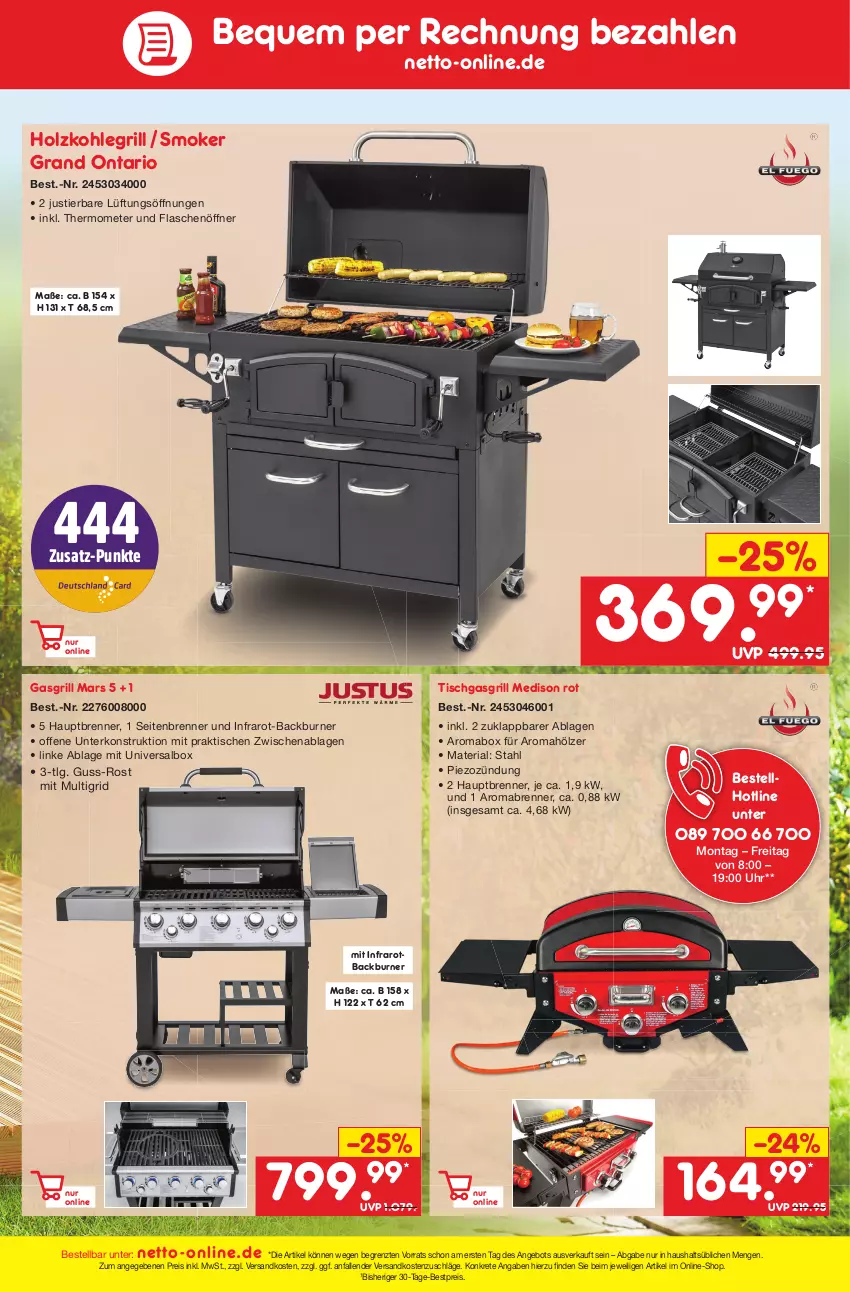 Aktueller Prospekt Netto Marken-Discount - Filial-Angebote - von 22.05 bis 27.05.2023 - strona 49 - produkty: angebot, bestpreis, eis, flasche, flaschenöffner, gasgrill, grill, Holz, holzkohle, holzkohlegrill, Kohlegrill, LG, mab, mam, mars, ndk, reis, Ria, Stier, telefon, thermometer, Ti, tisch, uhr, ZTE