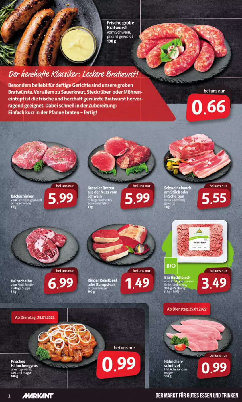 Aktueller Prospekt Markant - Prospekte - von 24.01 bis 29.01.2022 - strona 2 - produkty: auer, eis, gewürz, gutes essen, gyros, Hähnchengyros, oder rumpsteak, rind, rum, rumpsteak, schnitzel, steak, suppe, tee, Ti