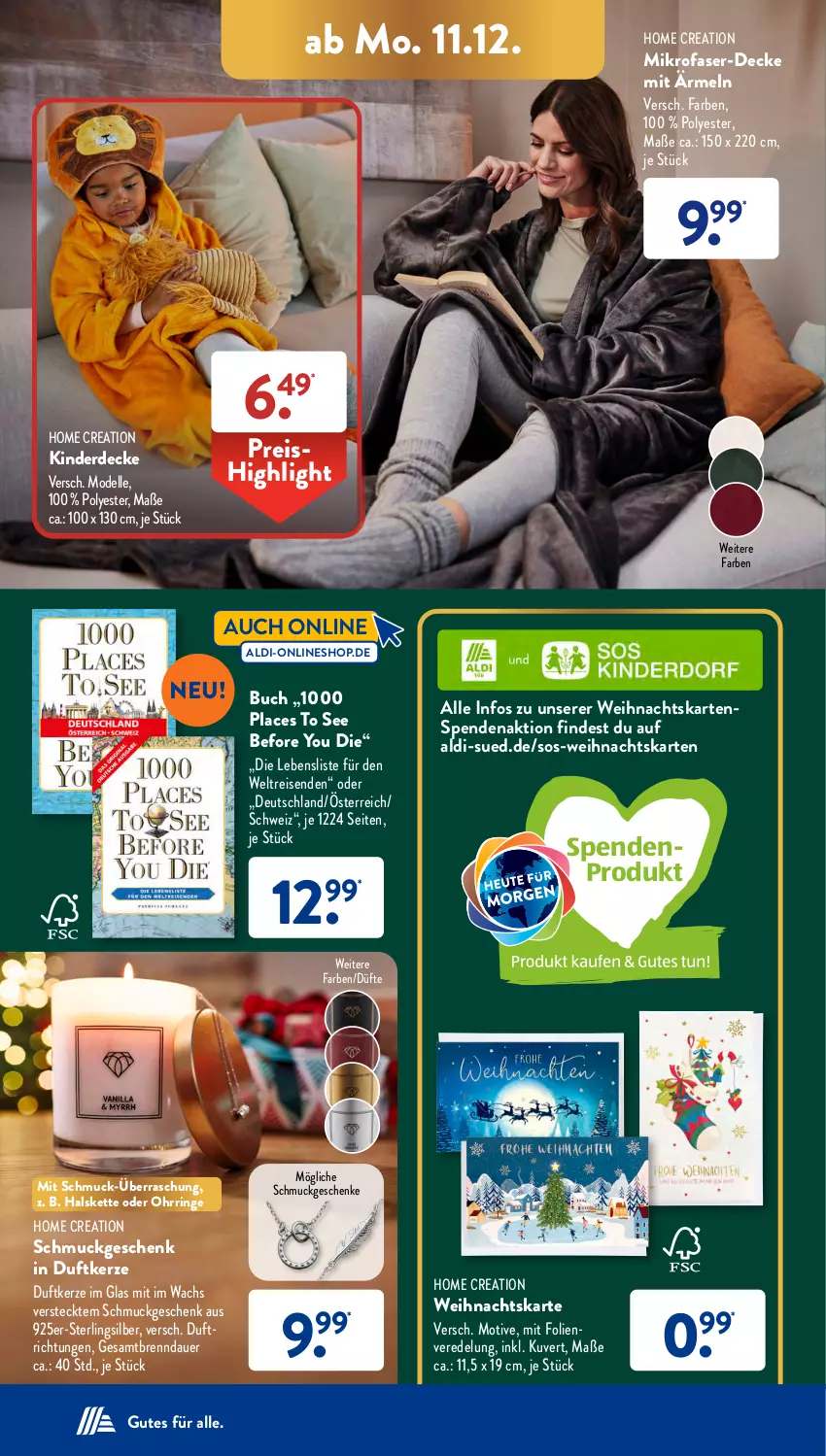 Aktueller Prospekt AldiSud - NÄCHSTE WOCHE - von 11.12 bis 16.12.2023 - strona 25 - produkty: aldi, auer, buch, decke, dell, Duftkerze, eis, elle, erde, Halskette, kerze, Kette, Kinder, mikrofaser, Mode, Ohrringe, reis, ring, Schmuck, Ti, Yo