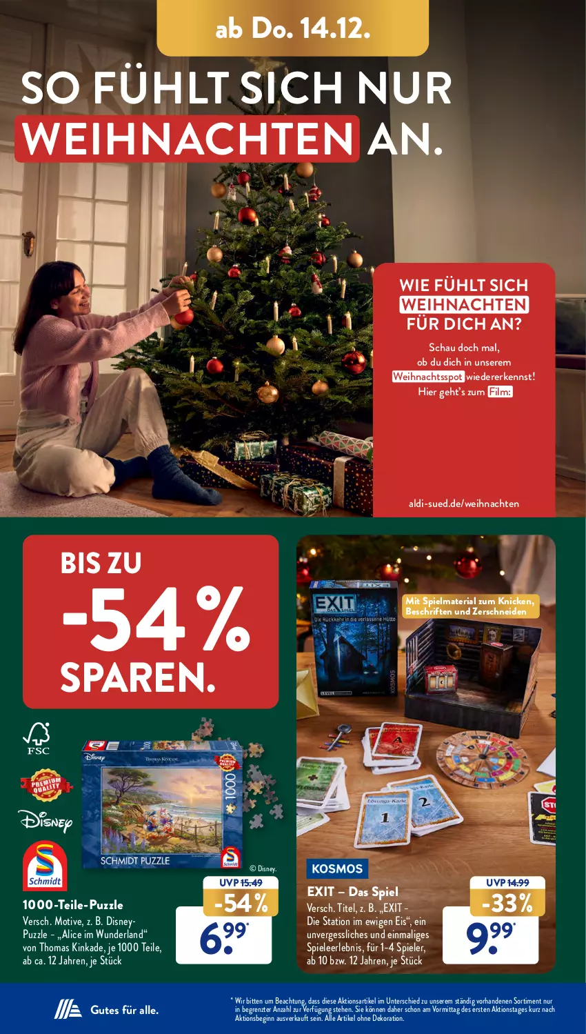 Aktueller Prospekt AldiSud - NÄCHSTE WOCHE - von 11.12 bis 16.12.2023 - strona 33 - produkty: aldi, alle artikel ohne dekoration, dekoration, disney, eis, gin, Puzzle, Ria, Spiele, Ti, weihnachten, ZTE