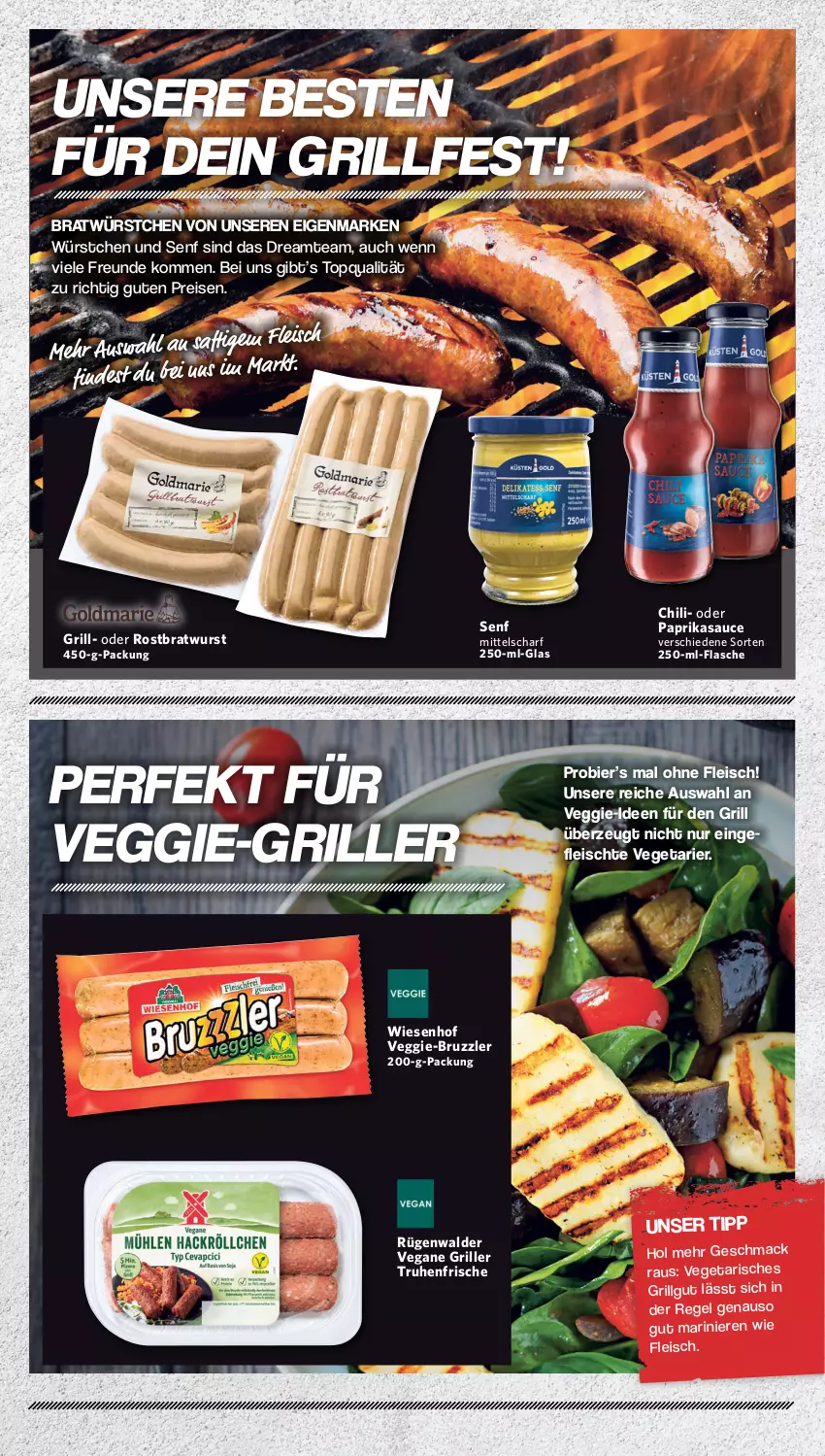 Aktueller Prospekt Famila - Prospekte - von 30.05 bis 03.06.2023 - strona 15 - produkty: bier, bratwurst, chili, eis, flasche, fleisch, grill, paprika, reis, rostbratwurst, rügenwalder, saft, sauce, senf, Ti, Vegeta, veggie, wiesenhof, wurst, würstchen