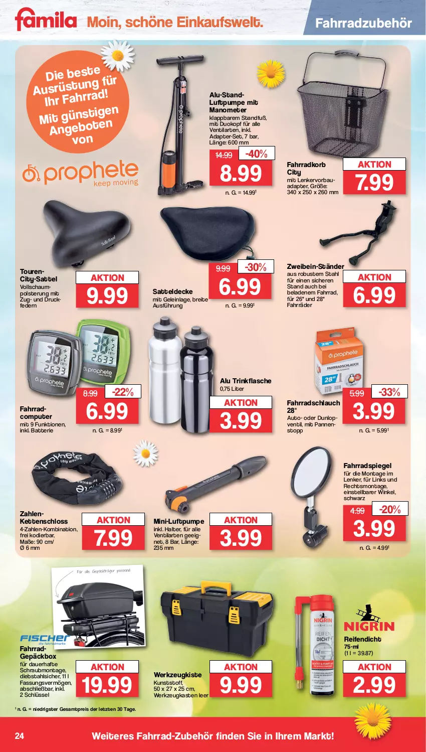 Aktueller Prospekt Famila - Prospekte - von 30.05 bis 03.06.2023 - strona 30 - produkty: adapter, auer, auto, batterie, Bau, Brei, computer, decke, dunlop, eis, Fahrrad, flasche, Kette, korb, pute, reifen, reis, sattel, schlauch, spiegel, Ti, trinkflasche, werkzeug, ZTE