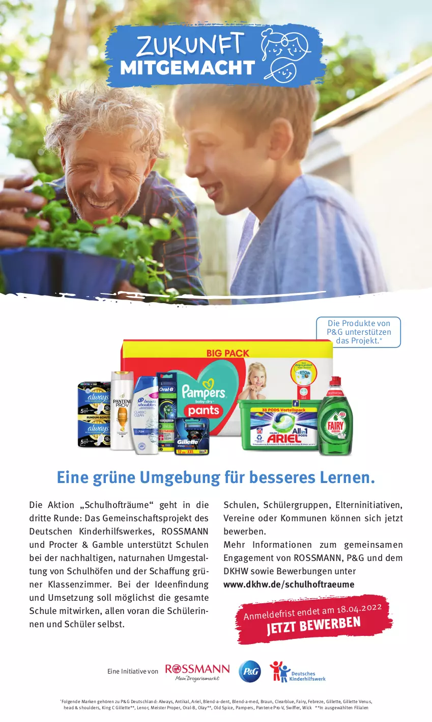 Aktueller Prospekt Rossmann - Prospekte - von 05.02 bis 18.02.2022 - strona 5 - produkty: Alwa, Always, ariel, blend-a-med, braun, Clearblue, eis, fairy, febreze, gillette, gillette venus, Kinder, lenor, LG, Meister, meister proper, natur, Old Spice, oral-b, pampers, pantene, pantene pro-v, pro-v, swiffer, Ti, venus, WICK