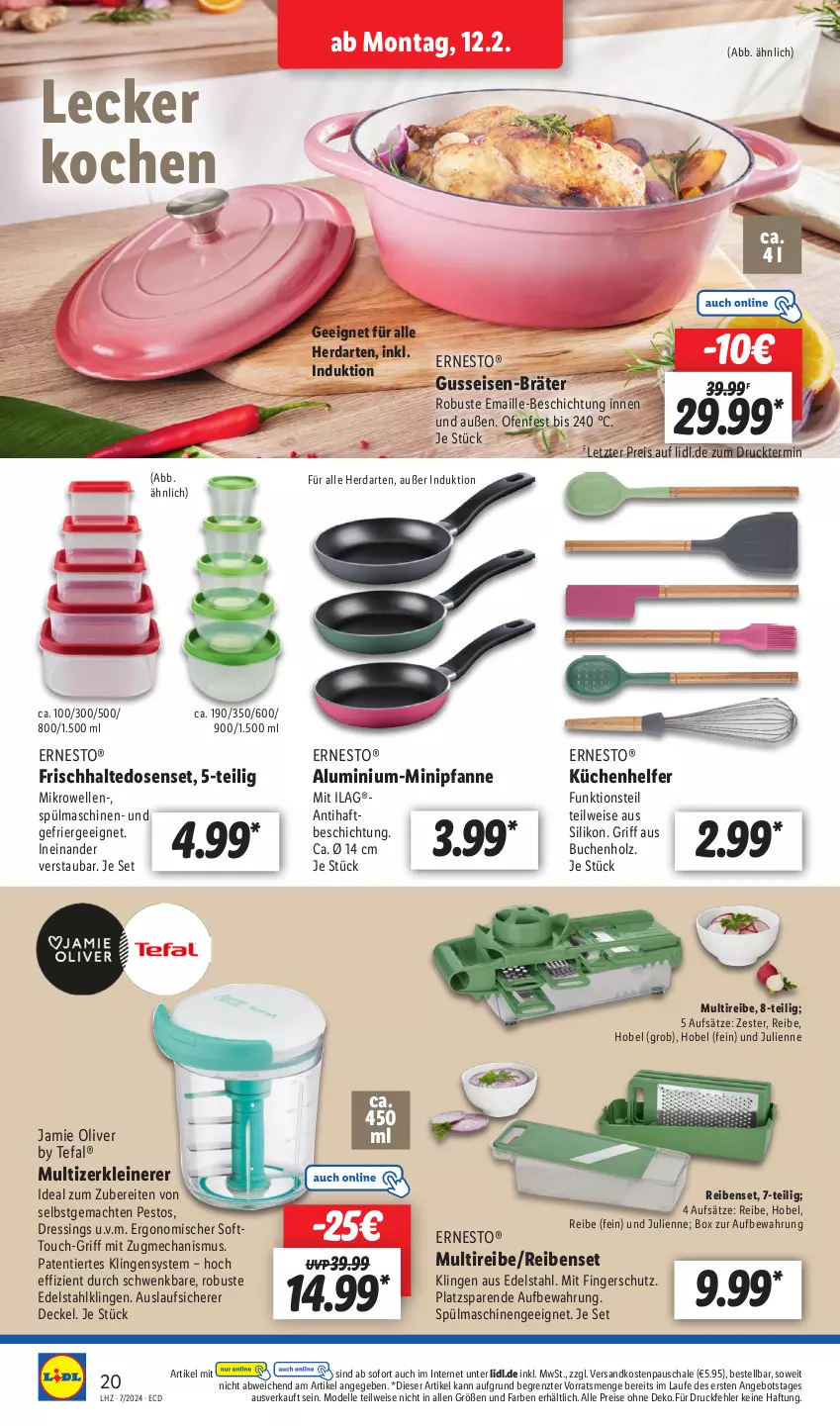 Aktueller Prospekt Lidl - Aktionsprospekt - von 12.02 bis 17.02.2024 - strona 26 - produkty: angebot, buch, decke, Deckel, dell, dressing, edelstahl, eis, elle, Ergee, ernesto, frischhaltedosen, herdarten, Holz, ilag, küche, Küchen, Küchenhelfer, leine, mac, maille, mikrowelle, Mode, ndk, Ofen, olive, pesto, pfanne, reis, Schal, Schale, tefal, Ti, Zerkleinerer, ZTE