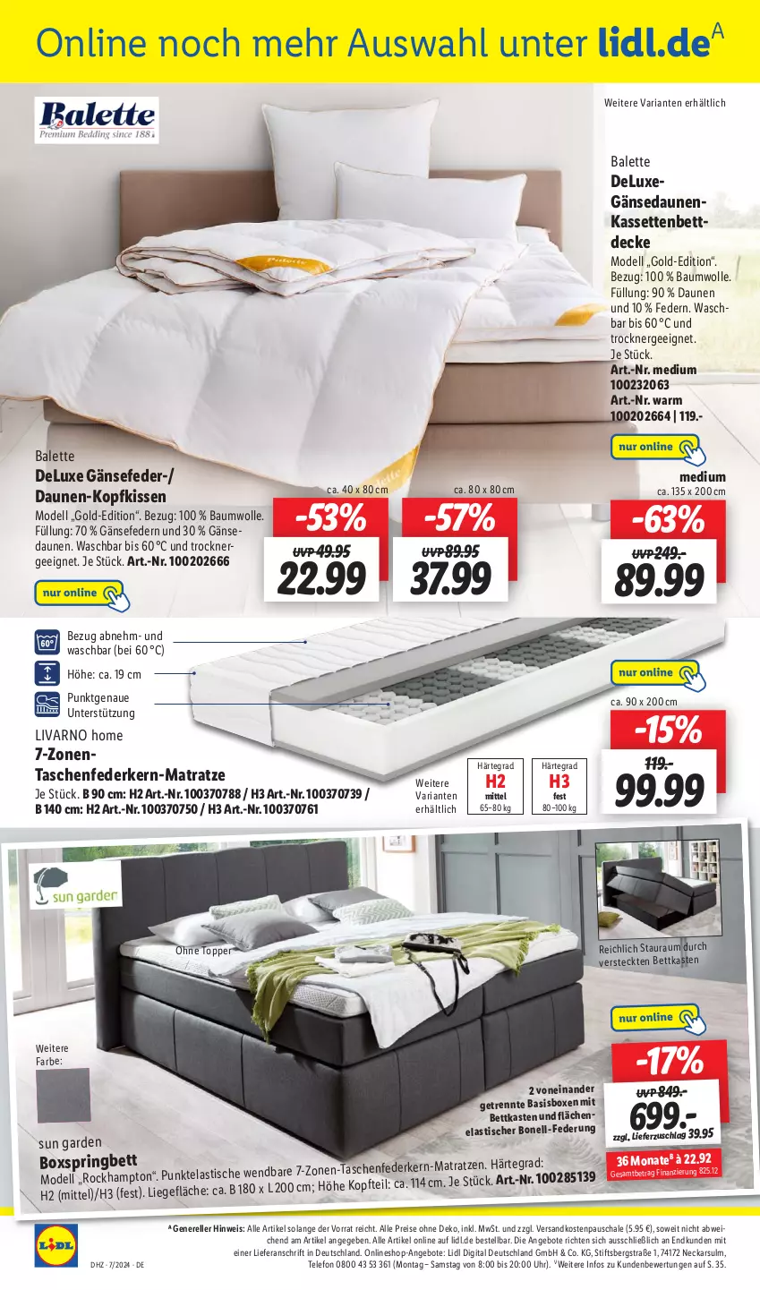 Aktueller Prospekt Lidl - Aktionsprospekt - von 12.02 bis 17.02.2024 - strona 44 - produkty: angebot, angebote, asti, Bau, baumwolle, bett, bettkasten, boxspringbett, decke, dell, eis, elle, Ergee, federkern, kissen, kopfkissen, Liege, matratze, Mode, ndk, reis, rel, Ria, ring, Schal, Schale, Tasche, taschen, taschenfederkern-matratze, telefon, Ti, tisch, topper, Trockner, uhr, wolle