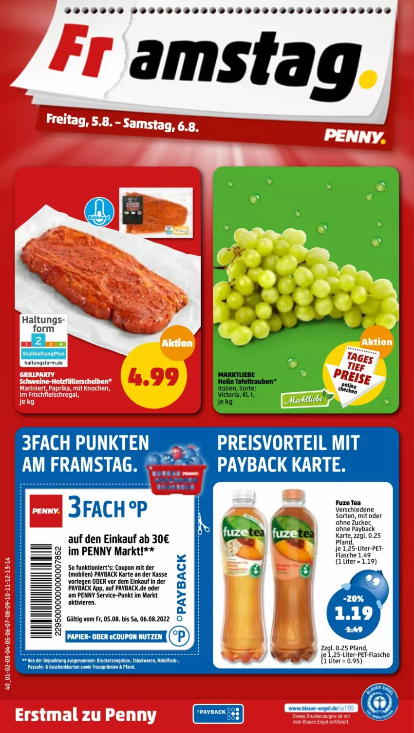 Aktueller Prospekt Penny - Prospekte - von 01.08 bis 06.08.2022 - strona 40 - produkty: coupon, drucker, flasche, kerze, payback, pet-flasche, tee, Ti, zucker