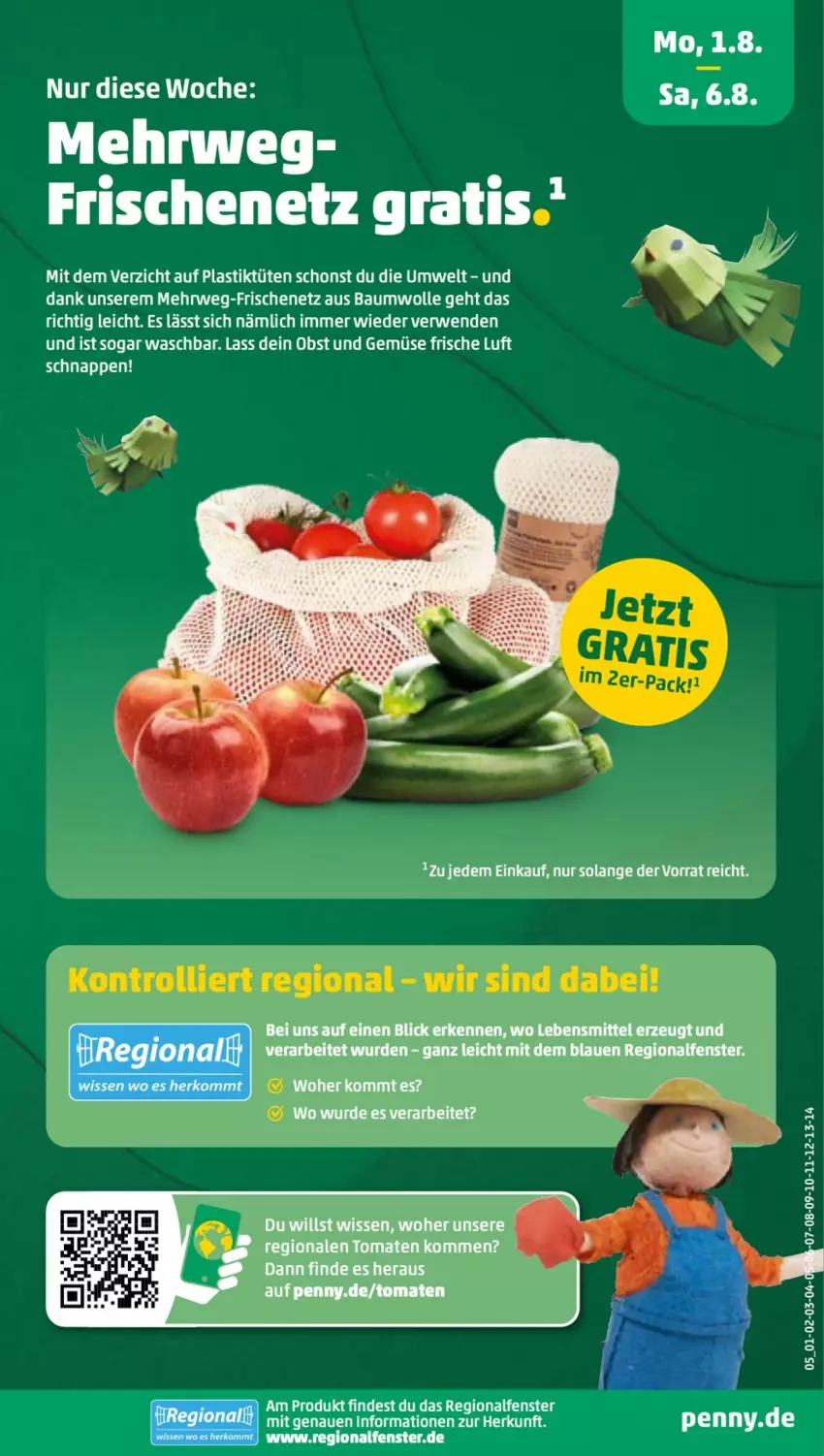 Aktueller Prospekt Penny - Prospekte - von 01.08 bis 06.08.2022 - strona 5 - produkty: asti, Bau, baumwolle, fenster, lebensmittel, obst, Obst und Gemüse, rwe, Ti, tomate, tomaten, Tüte, uhu, und gemüse, wolle