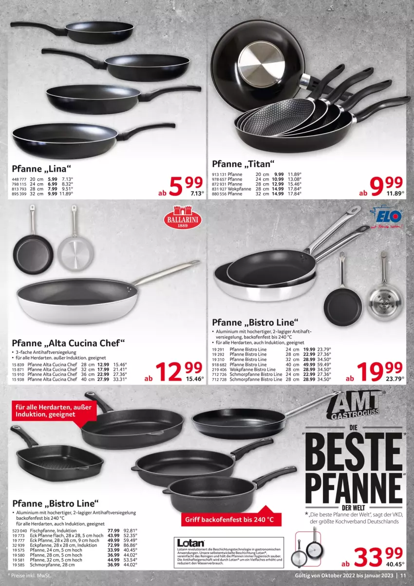 Aktueller Prospekt Selgros - Gastrokatalog - von 01.10.2022 bis 31.01.2023 - strona 11 - produkty: backofen, cin, fisch, herdarten, HP, Ofen, pfanne, pfannen, schmorpfanne, Ti, wok