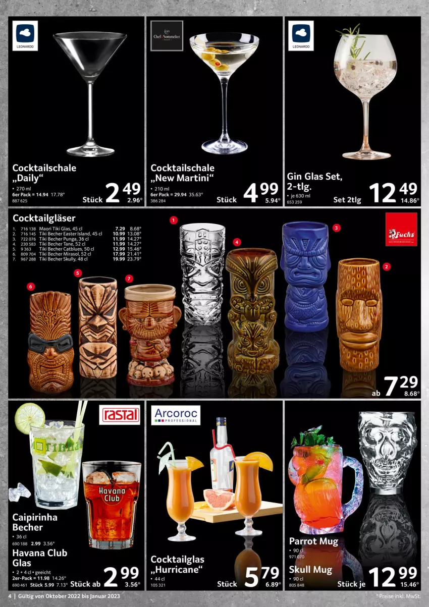 Aktueller Prospekt Selgros - Gastrokatalog - von 01.10.2022 bis 31.01.2023 - strona 4 - produkty: Becher, cocktail, cocktails, gin, Gläser, Havana Club, LG, martini, Schal, Schale, Ti