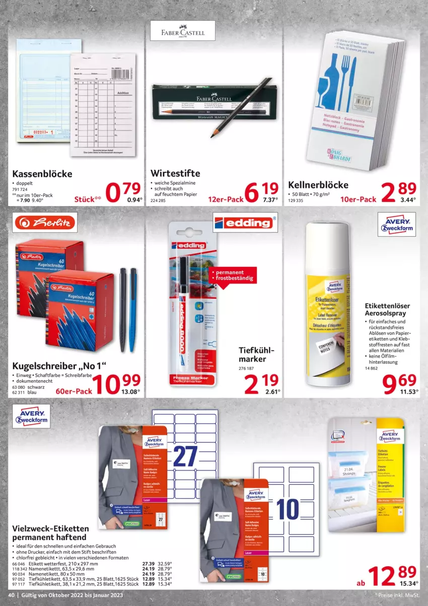 Aktueller Prospekt Selgros - Gastrokatalog - von 01.10.2022 bis 31.01.2023 - strona 40 - produkty: drucker, elle, ente, Kette, Kugel, kugelschreiber, papier, Rauch, Ria, Spezi, stifte, Ti, weck