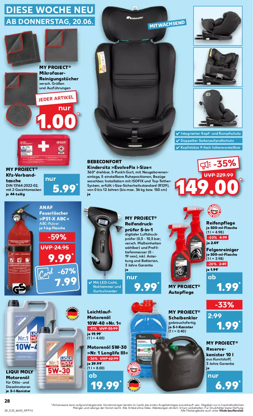 Aktueller Prospekt Kaufland - Prospekt - von 20.06 bis 26.06.2024 - strona 28 - produkty: angebot, angebote, auto, batterie, batterien, Bebe, beco, Diesel, felgen, Felgenreiniger, flasche, Gesichtsmaske, je 500-ml-flasche, Kinder, Kindersitz, kopfstütze, led-licht, LG, longlife, Maske, messer, mikrofaser, motorenöl, Rauch, reifen, Reifenpflege, reiniger, Reinigung, reinigungstücher, rum, Tasche, Ti, topf, tücher, ZTE