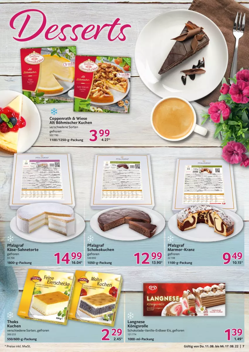 Aktueller Prospekt Selgros - Food - von 11.08 bis 17.08.2022 - strona 7 - produkty: coppenrath, eis, Käse, Kranz, kuchen, langnese, reis, sahne, schoko, schokolade, Ti, torte, vanille