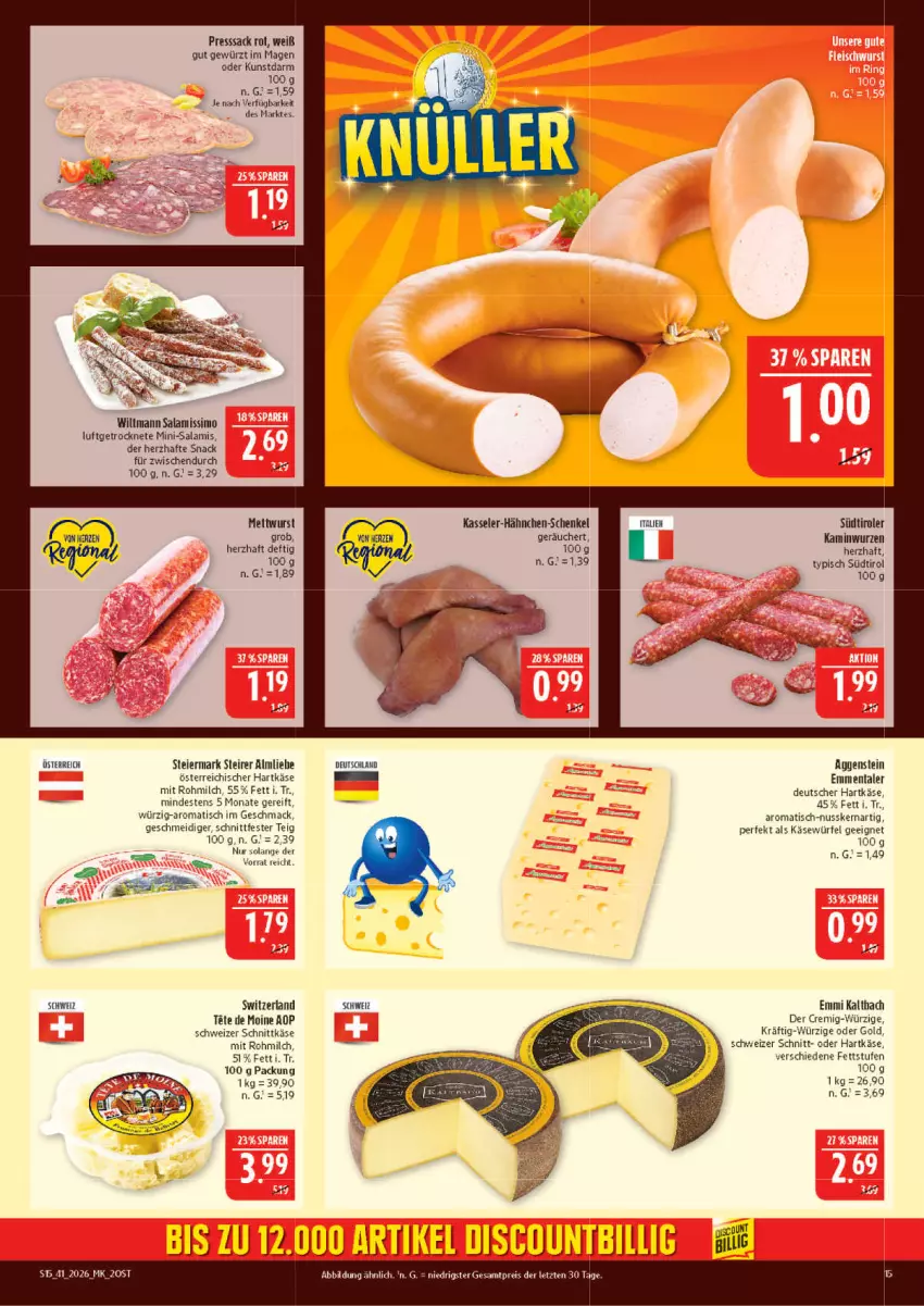 Aktueller Prospekt Marktkauf - Prospekt - von 04.10 bis 10.10.2026 - strona 15 - produkty: eier, eis, emmentaler, emmi, gewürz, hähnchen-schenkel, hartkäse, henkel, Kamin, Kaminwurz, Käse, kasseler, mac, Mett, mettwurst, milch, Mini-Salami, nuss, presssack, reis, sac, salami, schenkel, schnittkäse, schweizer schnittkäse, sim, snack, südtiroler, Ti, tisch, würfel, wurst, ZTE