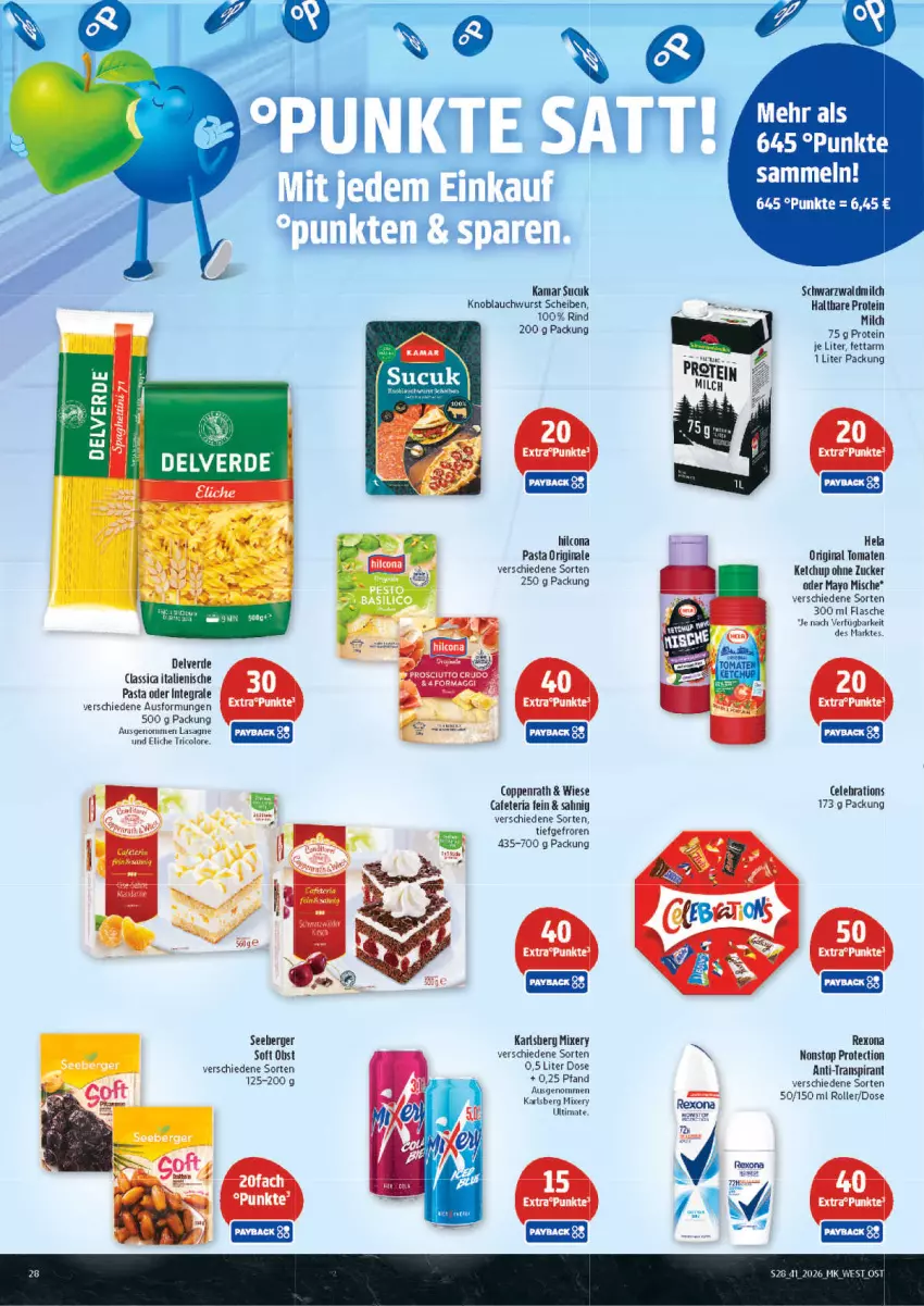 Aktueller Prospekt Marktkauf - Prospekt - von 04.10 bis 10.10.2026 - strona 28 - produkty: Berger, coppenrath, erde, flasche, gin, Hela, hilcona, italienische pasta, karlsberg, karlsberg mixery, ketchup, knoblauch, lasagne, milch, Mixer, mixery, obst, pasta, rexona, Ria, rind, Roller, seeberger, Sucuk, Ti, tomate, tomaten, tomaten ketchup, tricolore, wurst, Yo, zucker