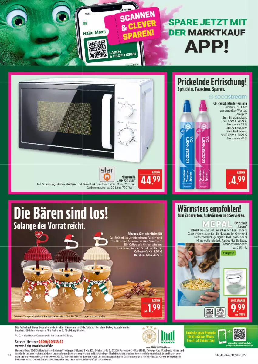 Aktueller Prospekt Marktkauf - Prospekt - von 04.10 bis 10.10.2026 - strona 44 - produkty: Astra, decke, Deckel, deka, eis, elle, ente, gefrierschrank, mikrowelle, Ofen, Paula, reis, ring, sac, Schal, Schale, Schrank, schrauben, schüssel, Soda, sodastream, Sprudel, teller, Ti, timer, wasser, ZTE