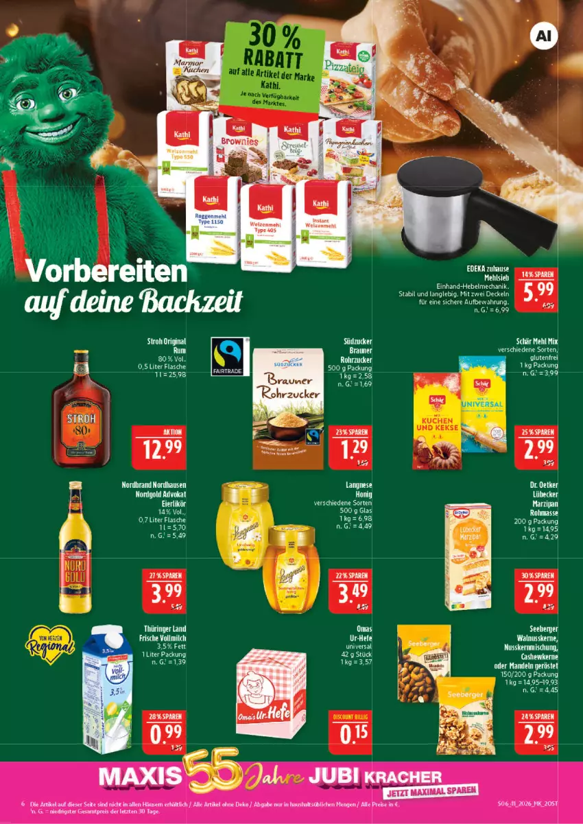 Aktueller Prospekt Marktkauf - Prospekt - von 04.10 bis 10.10.2026 - strona 6 - produkty: braun, Cashew, cashewkerne, decke, Deckel, elle, honig, keks, kekse, kuchen, langnese, Lübecker, mehl, nordbrand, nuss, tee, Ti, type 405, walnuss, walnusskerne, weizenmehl, zucker