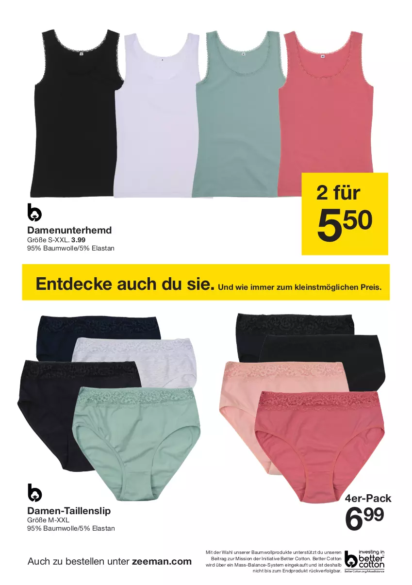 Aktueller Prospekt Zeeman - Prospekte - von 28.09 bis 11.10.2024 - strona 14 - produkty: Bau, baumwolle, bett, decke, eis, elle, hemd, LG, reis, slip, Taillenslip, Ti, Unterhemd, wolle