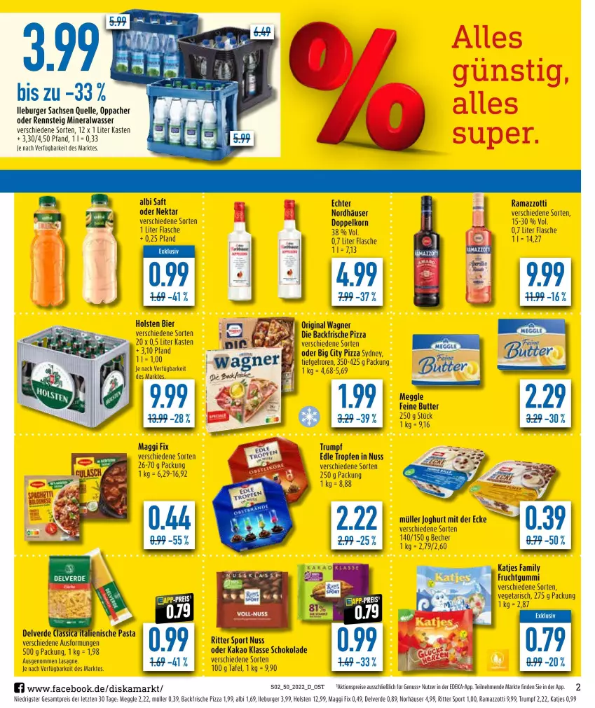 Aktueller Prospekt Diska - Prospekte - von 12.12 bis 17.12.2022 - strona 4 - produkty: aktionspreis, Alwa, Becher, bier, burger, butter, deka, doppelkorn, eis, elle, erde, flasche, frucht, fruchtgummi, gin, holsten, italienische pasta, joghur, joghurt, joghurt mit der ecke, kakao, katjes, korn, lasagne, maggi, maggi fix, meggle, mineralwasser, Müller, Nektar, nuss, original wagner, pasta, pizza, rama, ramazzott, ramazzotti, reis, ritter, ritter sport, rum, sac, saft, schoko, schokolade, Sport, Ti, Vegeta, wagner, wasser, zott, ZTE