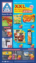 Gazetka promocyjna Aldi Nord - Von Montag - Gazetka - ważna od 05.10 do 05.10.2024 - strona 1 - produkty: aldi, aus der tiefkühlung, Bau, baumwolle, bavaria blu, bergader, bett, Betttuch, beutel, biscotto, bratwurst, burger, chicken wings, cocktail, creme, curry, eis, elle, flasche, fleisch, getränk, gin, gouda, hackfleisch, Holz, kakao, Käse, keks, ketchup, Reibekäse, reine baumwolle, reis, Ria, rind, rinder, rinderhackfleisch, rispentomaten, rostbratwurst, sauce, Schal, Schale, spannbetttuch, teller, thomas henry, Ti, tomate, tomaten, tuc, wolle, wurst, ZTE