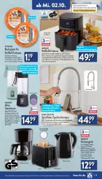 Gazetka promocyjna Aldi Nord - Von Montag - Gazetka - ważna od 05.10 do 05.10.2024 - strona 29 - produkty: akku, aldi, ambia, armatur, brause, decke, Deckel, dell, edelstahl, edelstahlmesser, eis, elle, flasche, fritteuse, geschirr, gin, Heißluftfritteuse, kaffee, kaffeemaschine, Kocher, korb, küche, Küchen, messer, Mixer, Mode, papier, Ria, rwe, smoothie, spülmaschinen, Spültischarmatur, standmixer, Ti, Tiere, tisch, toast, toaster, usb, wasser, wasserkocher, ZTE