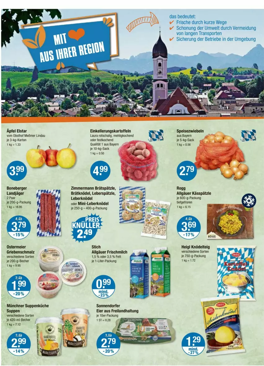 Aktueller Prospekt Vmarkt - Prospekte - von 25.09 bis 01.10.2025 - strona 12 - produkty: Becher, Berger, eier, eis, elle, kartoffel, kartoffeln, Knödel, Knödelteig, küche, landjäger, Leberknödel, LG, malz, mehl, Meßmer, milch, obst, sac, Schal, Schmalz, Speisezwiebeln, Sport, Sporten, suppe, suppen, Ti, zwiebel, zwiebeln