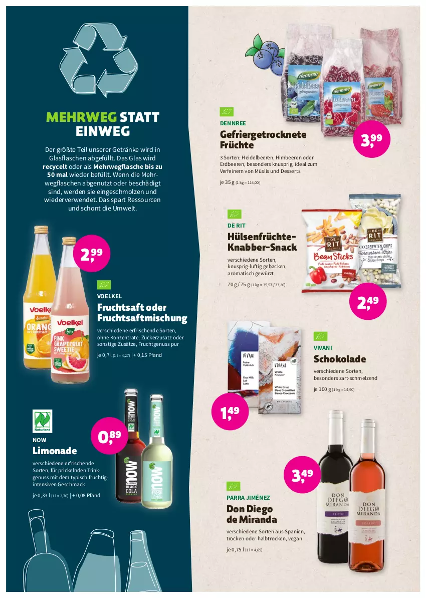 Aktueller Prospekt Denns Biomarkt - Prospekte - von 12.10 bis 25.10.2022 - strona 10 - produkty: beere, beeren, dennree, dessert, desserts, erdbeere, erdbeeren, erde, flasche, frucht, früchte, fruchtsaft, geback, getränk, getränke, gewürz, gin, glasflasche, heidelbeere, heidelbeeren, himbeer, himbeere, himbeeren, hülsenfrüchte, limo, limonade, mac, müsli, nuss, rwe, saft, schoko, schokolade, senf, snack, Ti, tisch, zucker