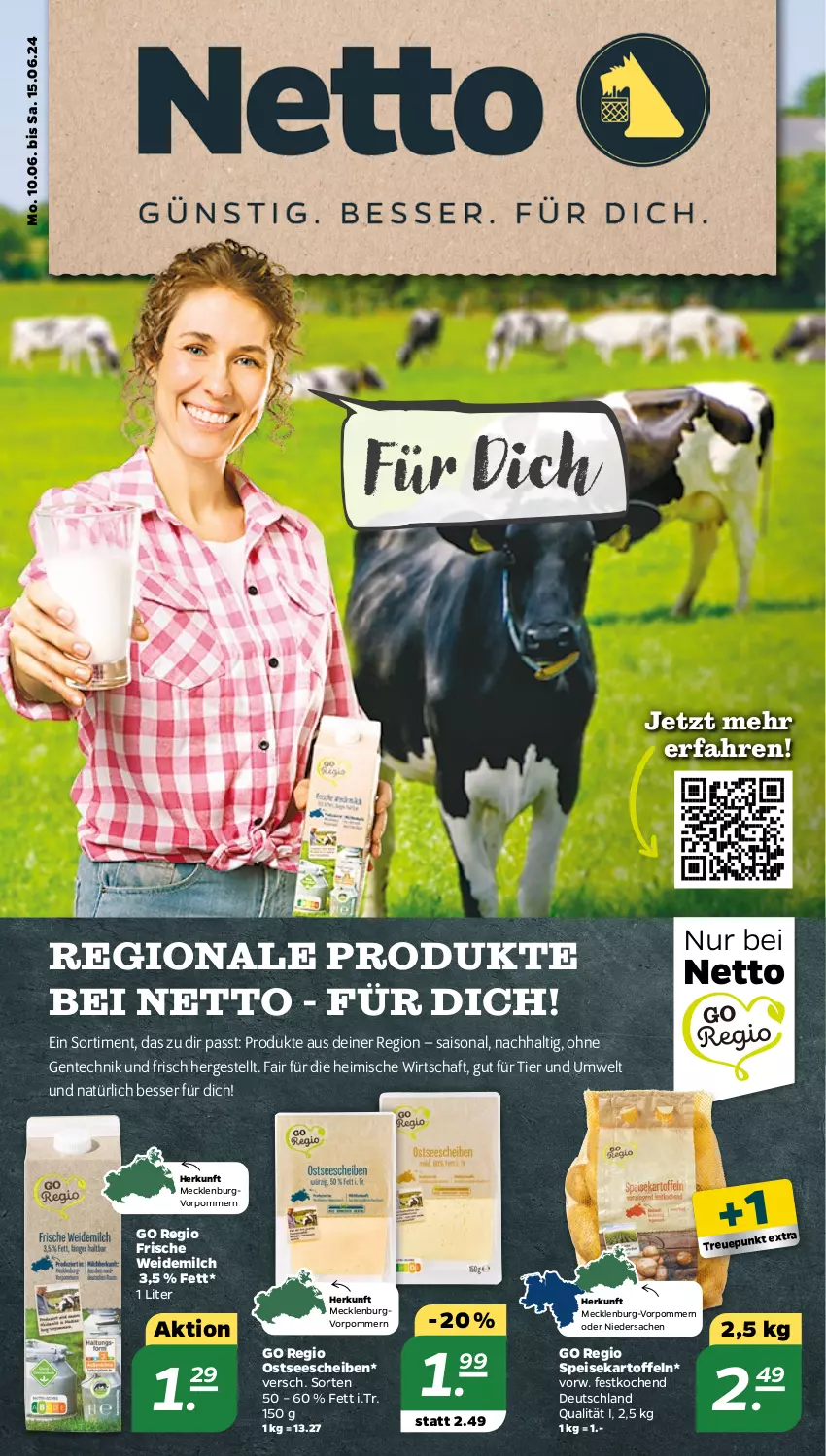 Aktueller Prospekt Netto - Woche 24 - von 10.06 bis 15.06.2024 - strona 14 - produkty: eis, ente, kartoffel, kartoffeln, milch, sac, speisekartoffeln, Ti, weidemilch