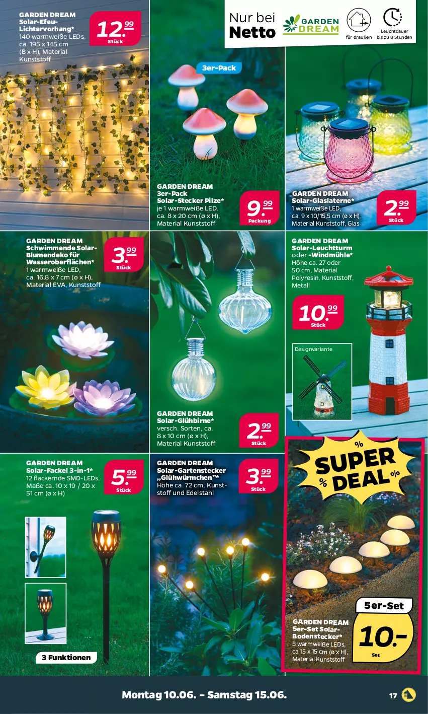 Aktueller Prospekt Netto - Woche 24 - von 10.06 bis 15.06.2024 - strona 21 - produkty: auer, blume, blumen, edelstahl, Garten, lack, Lacke, laterne, leds, Lichtervorhang, pilze, Ria, Ti, wasser