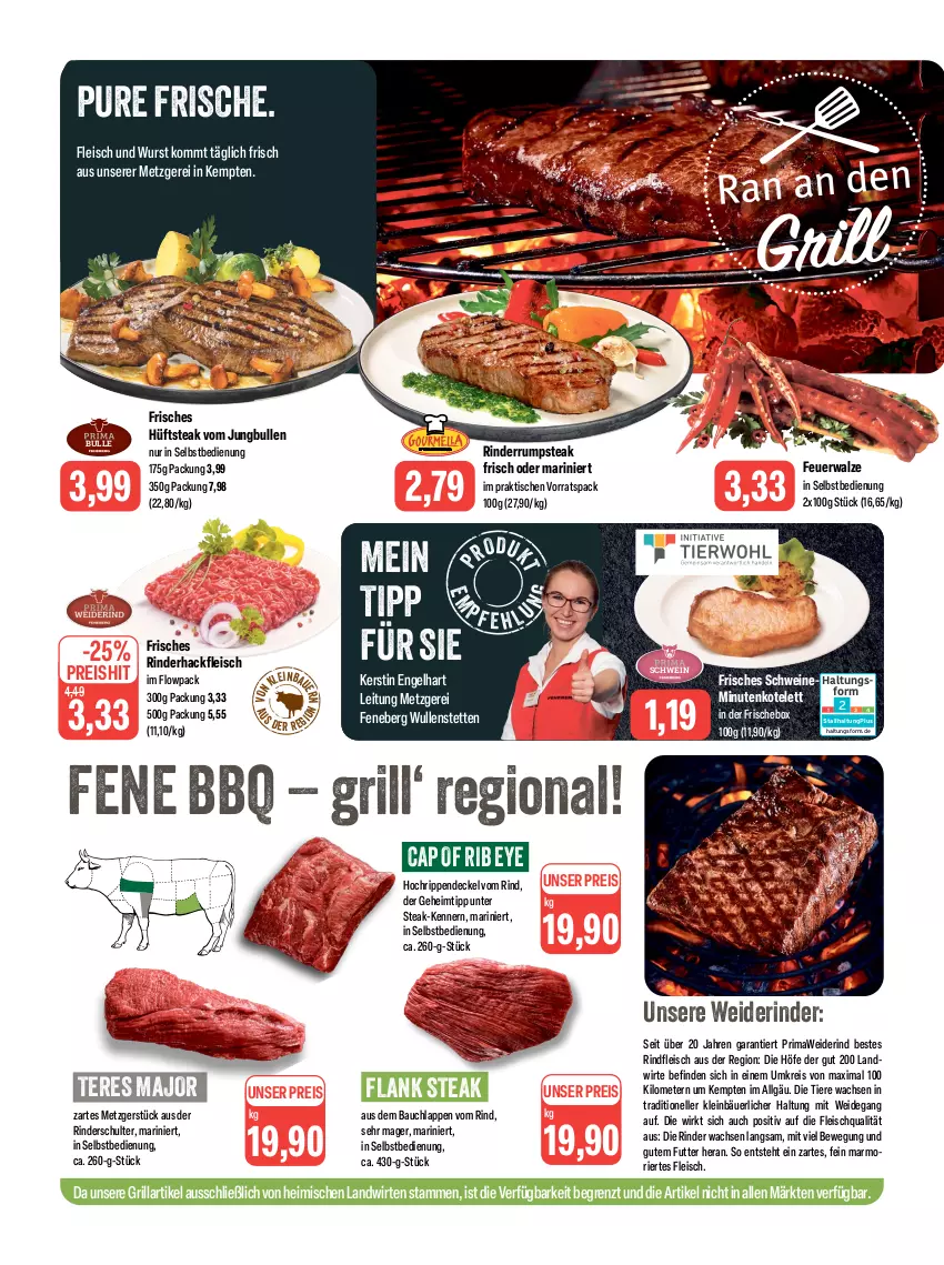 Aktueller Prospekt Feneberg - Prospekte - von 10.08 bis 12.08.2023 - strona 2 - produkty: Bau, Cap, decke, Deckel, eis, elle, Engel, fleisch, grill, hackfleisch, hüftsteak, jungbullen, kotelett, LG, reis, rind, rinder, rinderhackfleisch, rindfleisch, Rippen, rum, rumpsteak, schwein, schweine, steak, Ti, Tiere, tisch, wein, weine, wurst