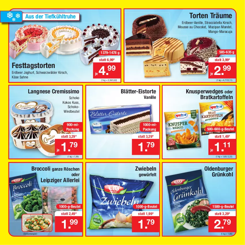 Aktueller Prospekt Zimmermann - Prospekte - von 13.12 bis 18.12.2021 - strona 4 - produkty: ACC, beutel, broccoli, burger, cola, cremissimo, eis, joghur, joghurt, kartoffel, kartoffeln, Käse, kirsch, kokos, langnese, langnese cremissimo, mandel, mango, maracuja, mousse, Mousse au Chocolat, rwe, sahne, schoko, sim, Ti, torte, vanille, wedges, Windbeutel, würfel, zwiebel, zwiebeln