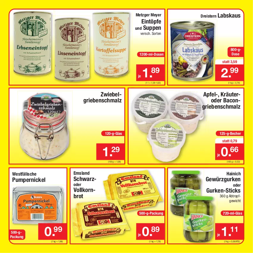 Aktueller Prospekt Zimmermann - Prospekte - von 13.12 bis 18.12.2021 - strona 8 - produkty: apfel, bacon, Becher, brot, dreistern, eintöpfe, eis, gewürz, Gewürzgurke, gewürzgurken, gurke, gurken, korn, Kornbrot, kräuter, LG, malz, Pumpernickel, reis, Schmalz, suppe, suppen, Ti, vollkornbrot, zwiebel