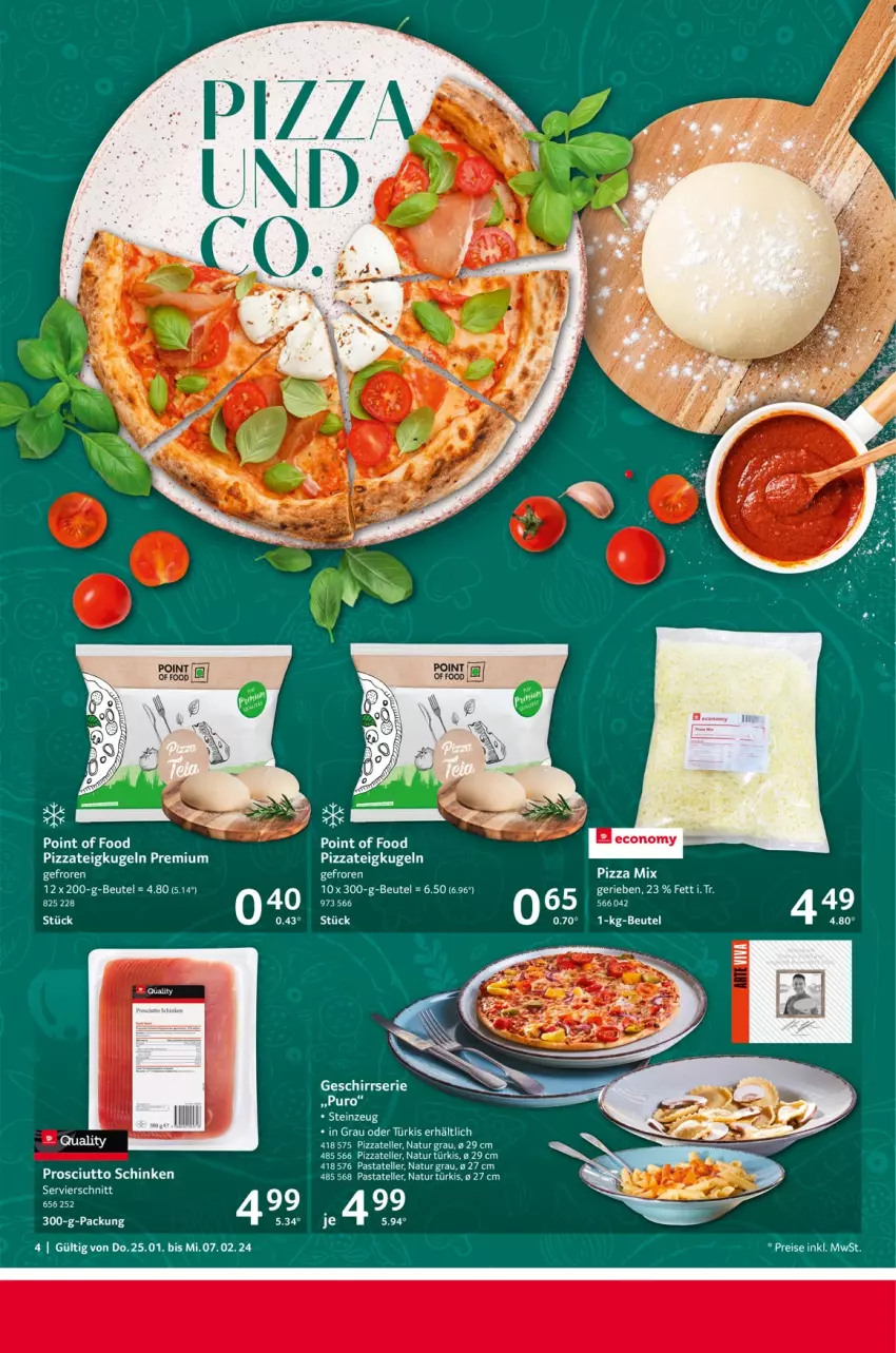 Aktueller Prospekt Selgros - von 25.01 bis 07.02.2024 - strona 4 - produkty: beutel, eis, elle, geschirr, Geschirrserie, Kugel, natur, pasta, pizza, Pizzateig, prosciutto, reis, schinken, tee, teller, Ti