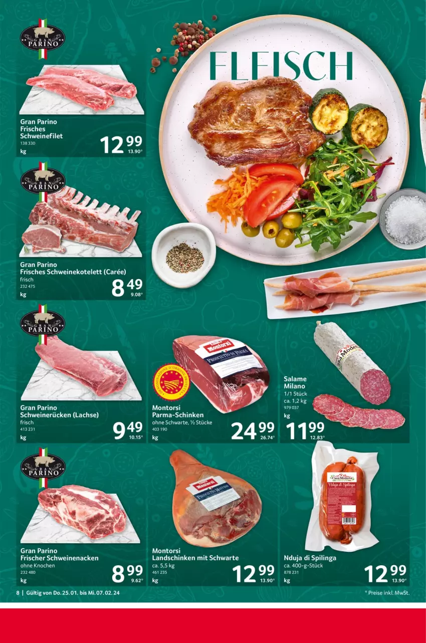 Aktueller Prospekt Selgros - von 25.01 bis 07.02.2024 - strona 8 - produkty: eis, filet, kotelett, lachs, landschinken, montorsi, reis, schinken, schwein, schweine, schweinefilet, schweinekotelett, schweinenacken, schweinerücken, Ti, wein, weine