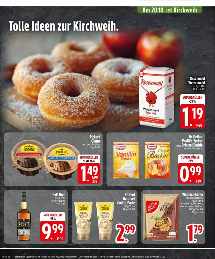 Aktueller Prospekt Edeka - Prospekte - von 14.10 bis 19.10.2024 - strona 10 - produkty: Dr. Oetker, eis, gin, mehl, reis, rosen, Rosenmehl, rum, type 405, vanille, weizenmehl, ZTE, zucker