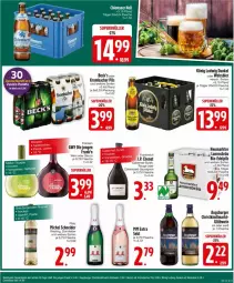 Gazetka promocyjna Edeka - Prospekte - Gazetka - ważna od 19.10 do 19.10.2024 - strona 15 - produkty: beck's, bier, bio, burger, cabernet, dornfelder, ecco, eis, flasche, Glühwein, J.P. Chenet, krombache, krombacher, krombacher pils, lamm, Michel Schneider, mm extra, pils, riesling, rouge, sauvignon, sekt, wein, weissbier