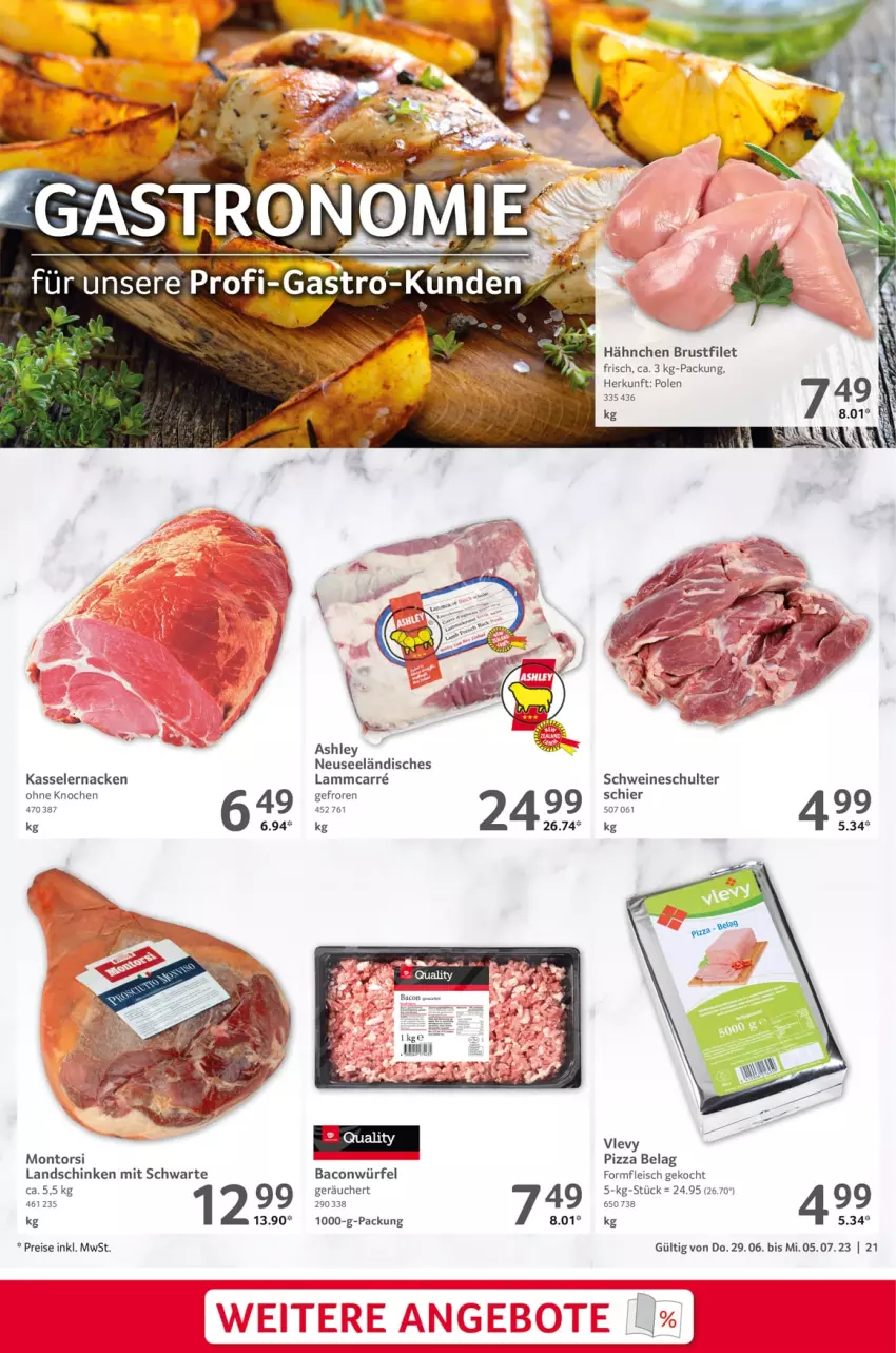 Aktueller Prospekt Selgros - Food - von 29.06 bis 05.07.2023 - strona 21 - produkty: bacon, brustfilet, eis, filet, fleisch, kasseler, lamm, landschinken, montorsi, pizza, reis, schinken, schwein, schweine, Ti, wein, weine, würfel