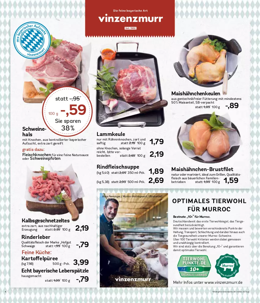 Aktueller Prospekt Aez - Prospekte - von 19.02 bis 24.02.2024 - strona 4 - produkty: eier, eis, elle, ente, erde, fleisch, geschnetzeltes, Gesundheit, grill, gsw, hofgut, ideal zum grillen, küche, lamm, lammkeule, mac, mais, natur, püree, reis, rind, rinder, Rinderleber, saft, SANTE, sauce, schwein, schweine, Sport, suppe, Ti, Tiere, trolli, wein, weine, Zelt, ZTE