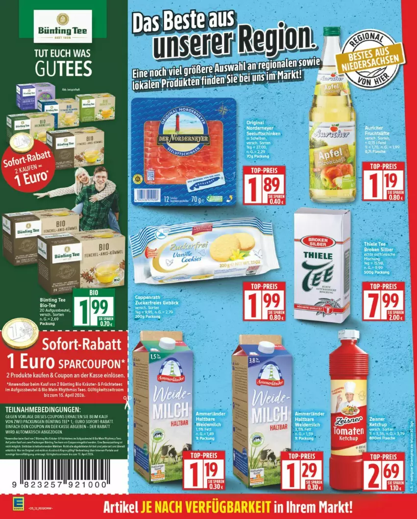 Aktueller Prospekt Edeka - Prospekte - von 26.01 bis 31.01.2026 - strona 12 - produkty: auto, beutel, bio, bünting tee, coupon, coupons, früchte, Früchtetee, ketchup, kräuter, sofort-rabatt, tee, Ti, tisch