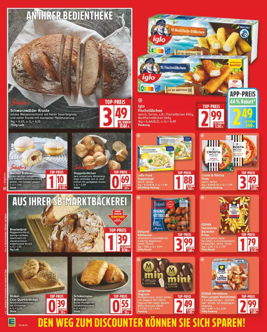 Aktueller Prospekt Edeka - Prospekte - von 26.01 bis 31.01.2026 - strona 8 - produkty: auer, backfisch, brot, brötchen, chia, cola, creme, eis, ente, fisch, fischstäbchen, fleisch, iglo, magnum, mehl, quark, reis, Ti, tisch, top-preis, weizenmischbrot, white chocolate, ZTE