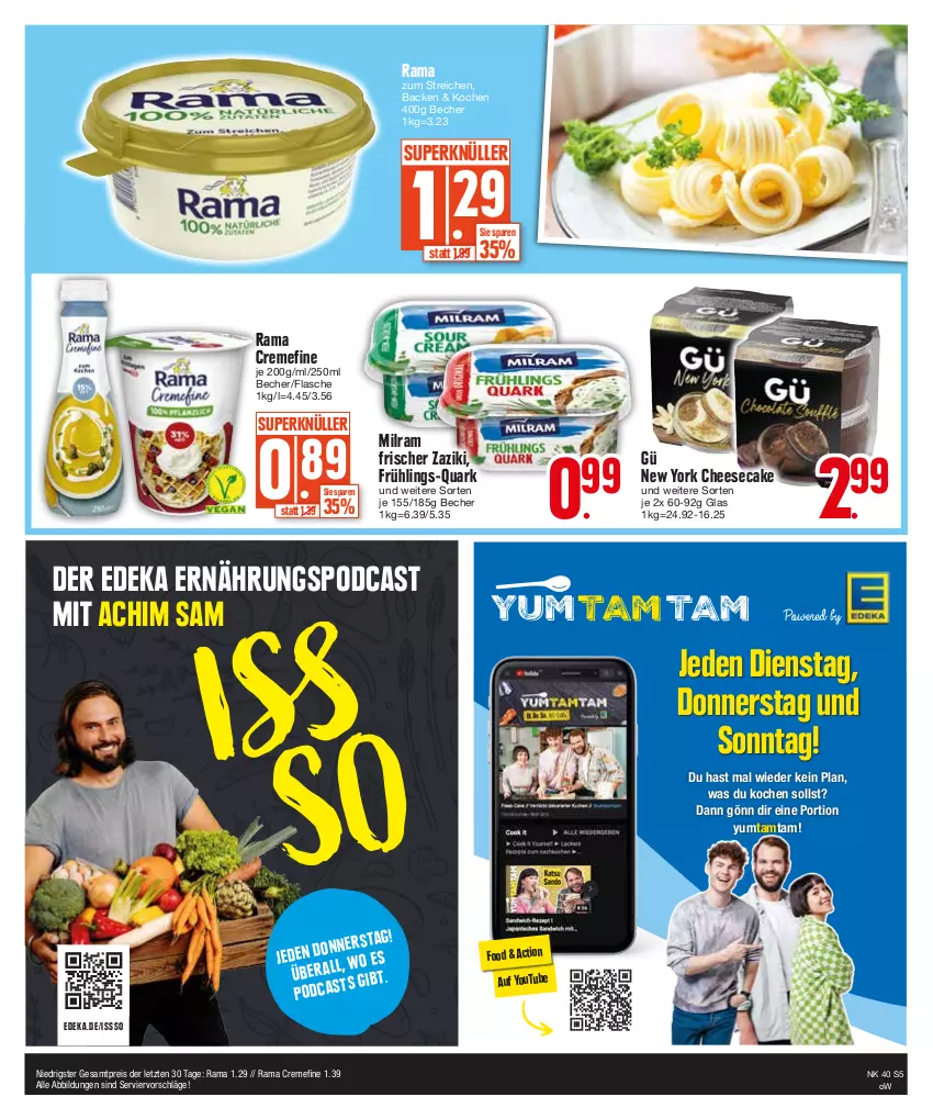 Aktueller Prospekt E Center - Angebote der Woche - von 02.10 bis 07.10.2023 - strona 5 - produkty: Becher, cheesecake, creme, deka, eis, flasche, milram, quark, rama, rama cremefine, reis, Ti, Yo, zaziki, ZTE