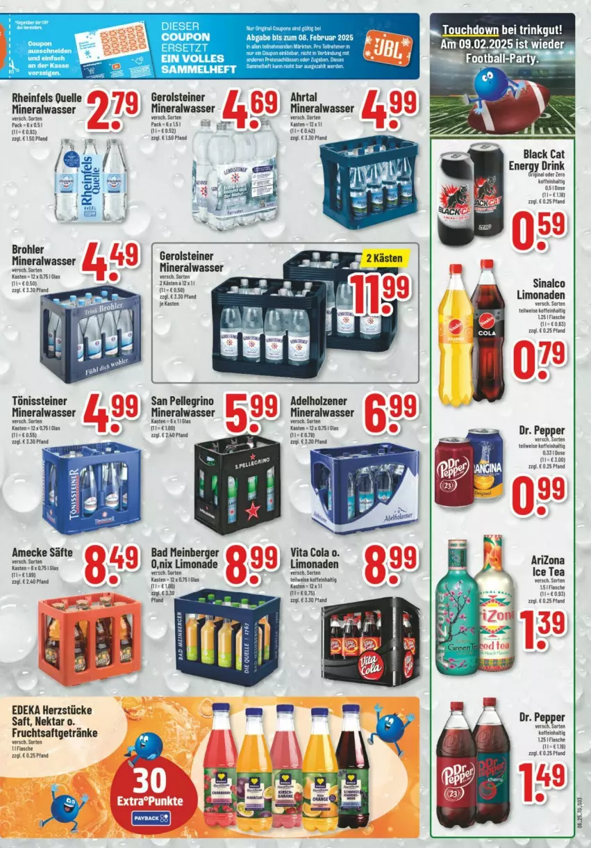 Aktueller Prospekt Trinkgut - Prospekte - von 02.02 bis 08.02.2025 - strona 3 - produkty: adelholzener, Alwa, amecke, Bad, Berger, cola, coupon, deka, drink, eis, elle, energy drink, flasche, frucht, fruchtsaft, fruchtsaftgetränk, gerolsteine, gerolsteiner, getränk, getränke, gin, Holz, lack, LG, limo, limonade, limonaden, mineralwasser, Nektar, rel, rheinfels quelle, saft, säfte, san pellegrino, sinalco, steiner, Ti, vita, Vita C, wasser