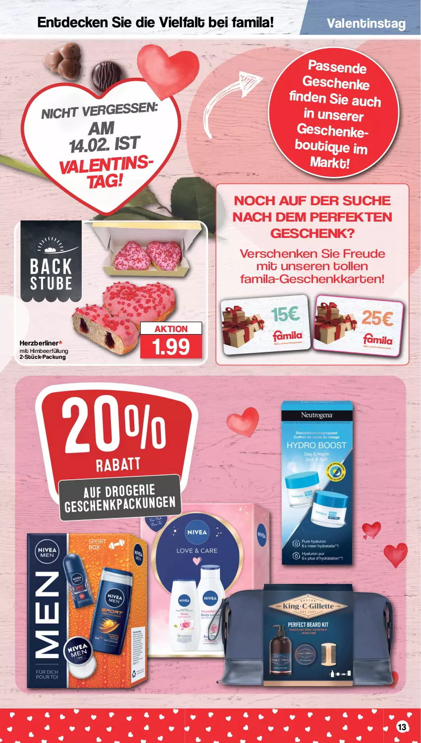 Aktueller Prospekt Famila - Prospekte - von 05.02 bis 10.02.2024 - strona 13 - produkty: berliner, decke, geschenkpackung, himbeer, Ti