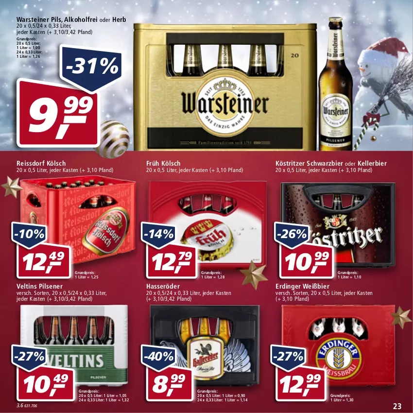 Aktueller Prospekt Real - Real Handzettel - von 20.12 bis 25.12.2021 - strona 23 - produkty: alkohol, bier, eis, elle, erdinger, Früh Kölsch, hasseröder, kellerbier, köstritzer, pils, pilsener, reis, reiss, ssd, steiner, Ti, veltins, veltins pilsener, warsteiner